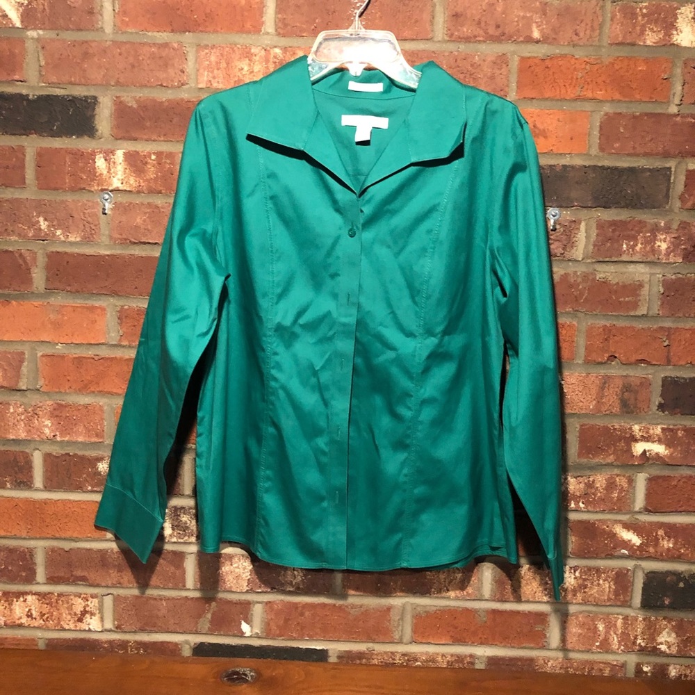 Chico's Green Long Sleeve Button-Up Shirt